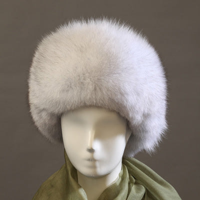 MPPM HOT Real Fox Fur Hat  White Fox Cap Whole Skin made Russian women winter warm cap High Quality best gift for lover, mother