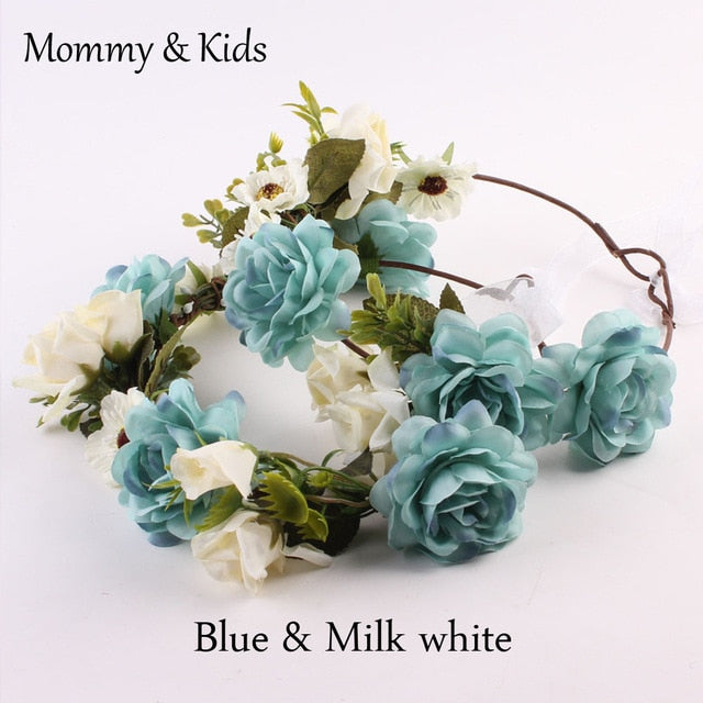 1/2PC Fashion Cute Mommy & Kids Wreath Flowers Headband Floral Crown Hairbands Travel Wedding Girls Headwear Floral Hairbands