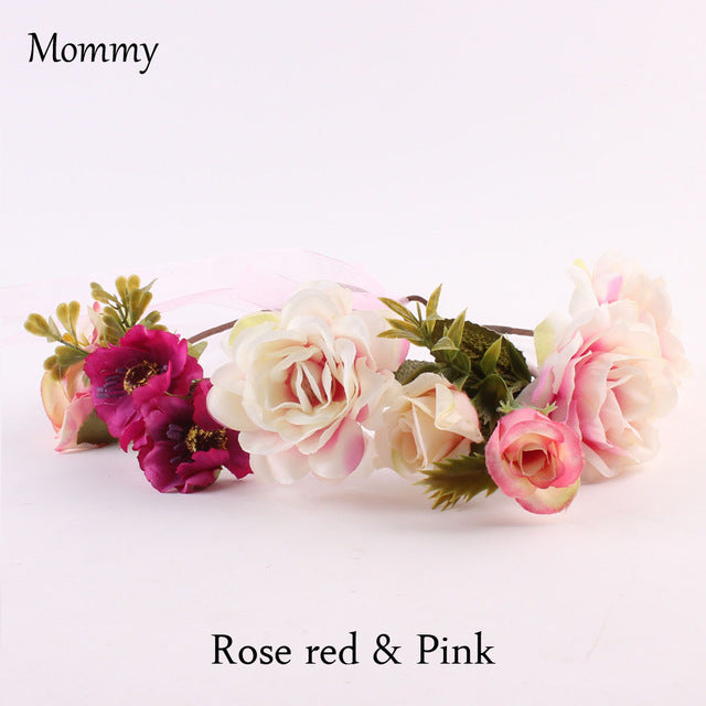 1/2PC Fashion Cute Mommy & Kids Wreath Flowers Headband Floral Crown Hairbands Travel Wedding Girls Headwear Floral Hairbands