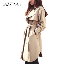 JAZZEVAR new spring autumn fashion Casual women's khaki Trench Coat long Outerwear loose clothes for lady