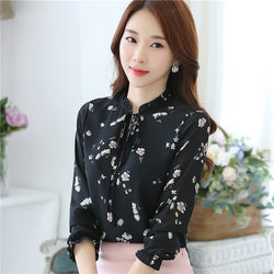 Blusas Femininas 2018 Fashion Floral Tops And Blouses Mujer Autumn Long Sleeve Femme Shirts Print Chiffon Women Blouses