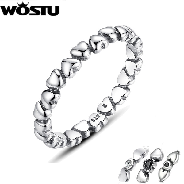 WOSTU Authentic 925 Sterling Silver 4 Styles Forever Love Heart Finger Rings For Women Luxury Wedding Engagement Ring Jewelry