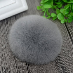 8cm Nature Genuine Rex Rabbit Fur Ball Pom Pom Fluffy DIY Winter Hat Skullies Beanies Knitted Cap Pompoms  F001-grey