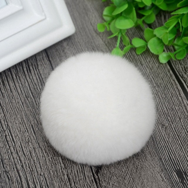 8cm Nature Genuine Rex Rabbit Fur Ball Pom Pom Fluffy DIY Winter Hat Skullies Beanies Knitted Cap Pompoms  F001-grey