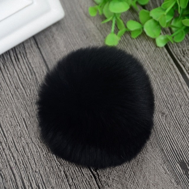 8cm Nature Genuine Rex Rabbit Fur Ball Pom Pom Fluffy DIY Winter Hat Skullies Beanies Knitted Cap Pompoms  F001-grey