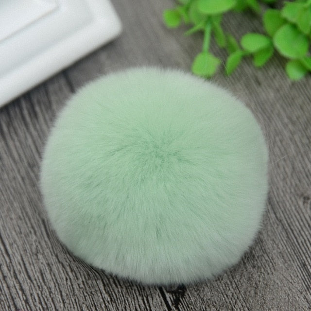 8cm Nature Genuine Rex Rabbit Fur Ball Pom Pom Fluffy DIY Winter Hat Skullies Beanies Knitted Cap Pompoms  F001-grey