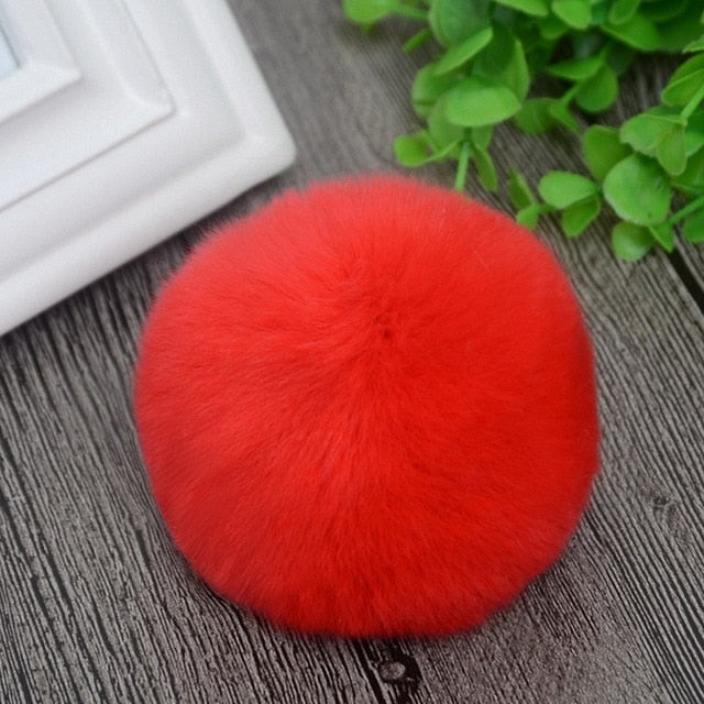 8cm Nature Genuine Rex Rabbit Fur Ball Pom Pom Fluffy DIY Winter Hat Skullies Beanies Knitted Cap Pompoms  F001-grey