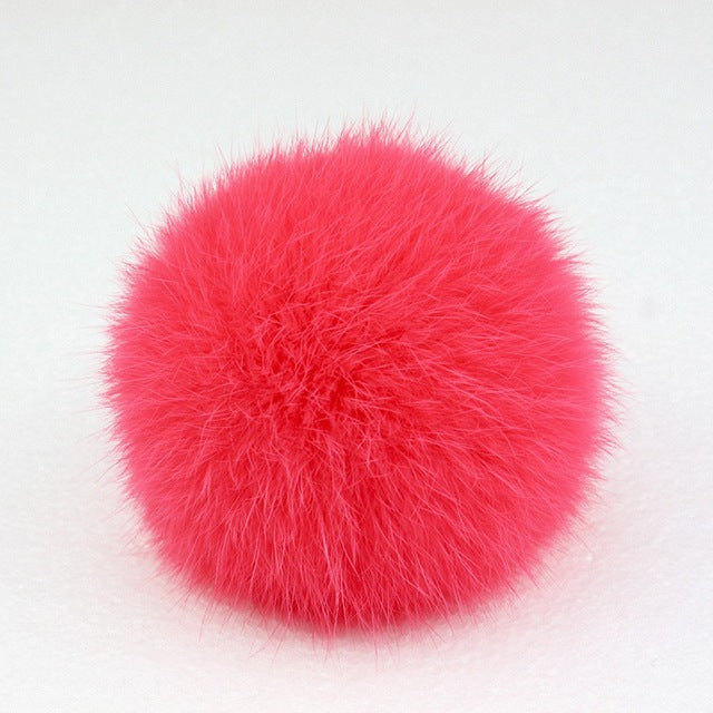 8cm Nature Genuine Rex Rabbit Fur Ball Pom Pom Fluffy DIY Winter Hat Skullies Beanies Knitted Cap Pompoms  F001-grey