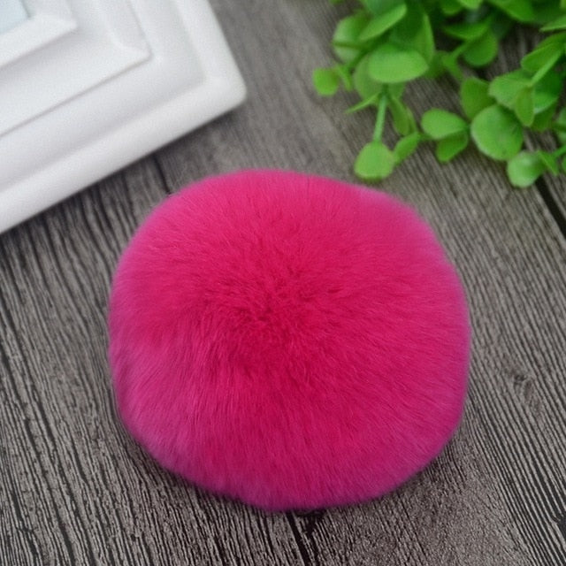 8cm Nature Genuine Rex Rabbit Fur Ball Pom Pom Fluffy DIY Winter Hat Skullies Beanies Knitted Cap Pompoms  F001-grey