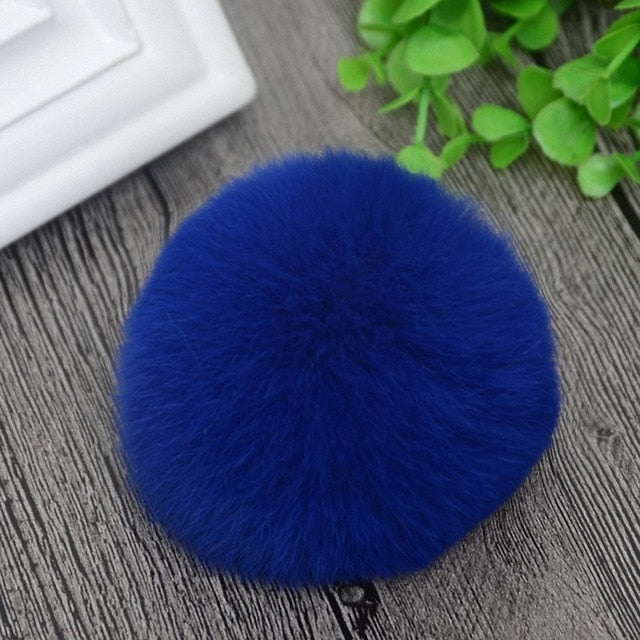 8cm Nature Genuine Rex Rabbit Fur Ball Pom Pom Fluffy DIY Winter Hat Skullies Beanies Knitted Cap Pompoms  F001-grey