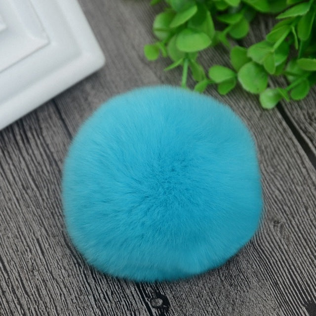 8cm Nature Genuine Rex Rabbit Fur Ball Pom Pom Fluffy DIY Winter Hat Skullies Beanies Knitted Cap Pompoms  F001-grey