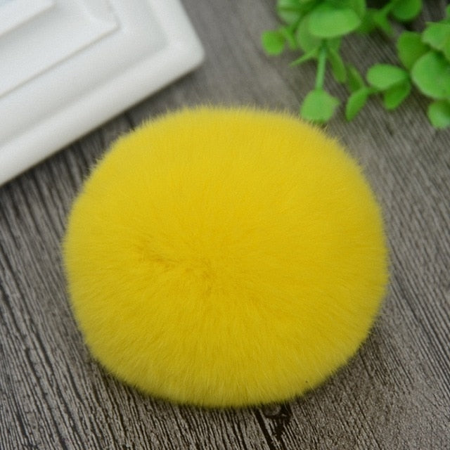 8cm Nature Genuine Rex Rabbit Fur Ball Pom Pom Fluffy DIY Winter Hat Skullies Beanies Knitted Cap Pompoms  F001-grey