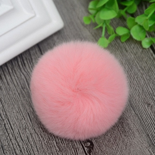 8cm Nature Genuine Rex Rabbit Fur Ball Pom Pom Fluffy DIY Winter Hat Skullies Beanies Knitted Cap Pompoms  F001-grey