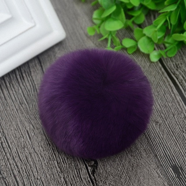 8cm Nature Genuine Rex Rabbit Fur Ball Pom Pom Fluffy DIY Winter Hat Skullies Beanies Knitted Cap Pompoms  F001-grey