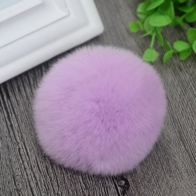 8cm Nature Genuine Rex Rabbit Fur Ball Pom Pom Fluffy DIY Winter Hat Skullies Beanies Knitted Cap Pompoms  F001-grey