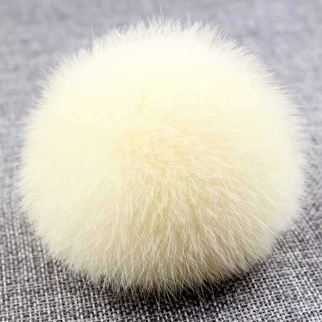 8cm Nature Genuine Rex Rabbit Fur Ball Pom Pom Fluffy DIY Winter Hat Skullies Beanies Knitted Cap Pompoms  F001-grey