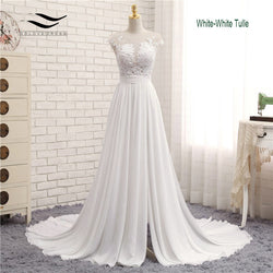 Sexy V-neck  Chapel Train Long Zipper Cap Sleeves Lace Applique A Line Beach Wedding Dress Real Photo Wedding Gown SLD-W592