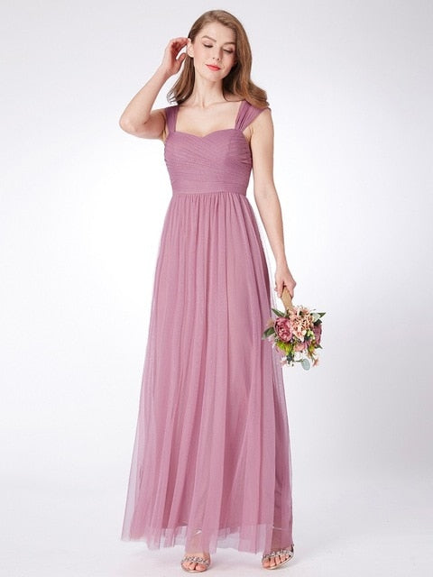 Blush Pink Bridesmaid Dresses Ever Pretty EP07303 Sweetheart A-line V-neck Sleeveless Wedding Party Dress Elegant for Women