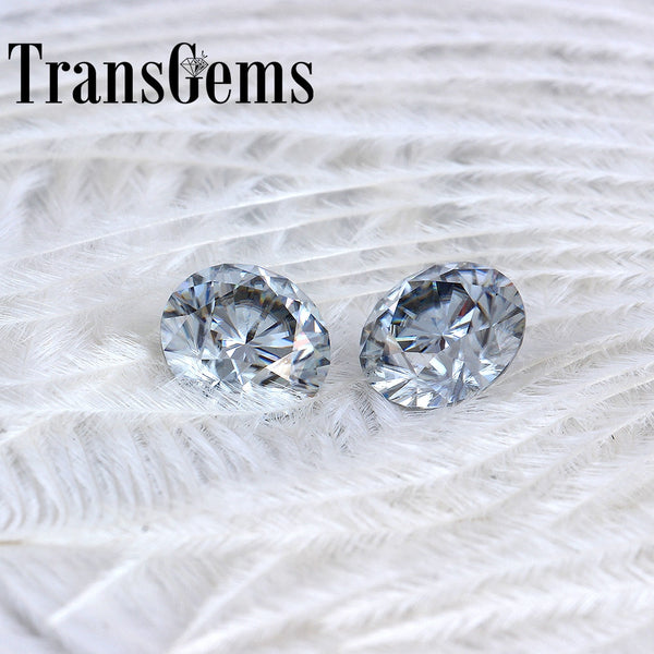 TransGems 8mm 2Carat grey Color Certified Man made Diamond Loose Moissanite Bead Test Positive As Real Diamond Gemstone 1pcs