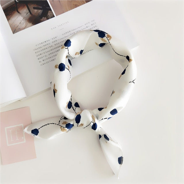 50*50cm Square Silk Feel Satin Scarf Elegant Women Head Skinny Retro Hair Tie Band Small Fashion Square Kerchief Neck Scarf