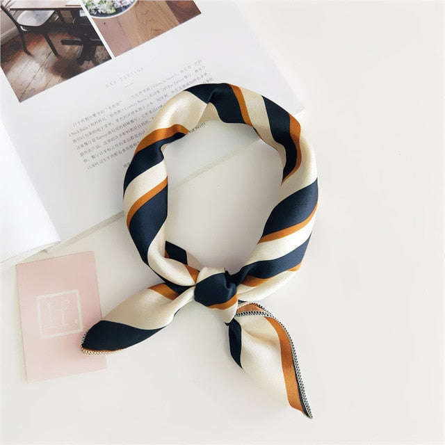 50*50cm Square Silk Feel Satin Scarf Elegant Women Head Skinny Retro Hair Tie Band Small Fashion Square Kerchief Neck Scarf