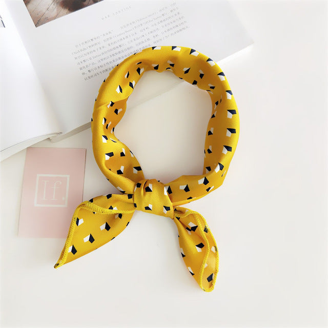 50*50cm Square Silk Feel Satin Scarf Elegant Women Head Skinny Retro Hair Tie Band Small Fashion Square Kerchief Neck Scarf