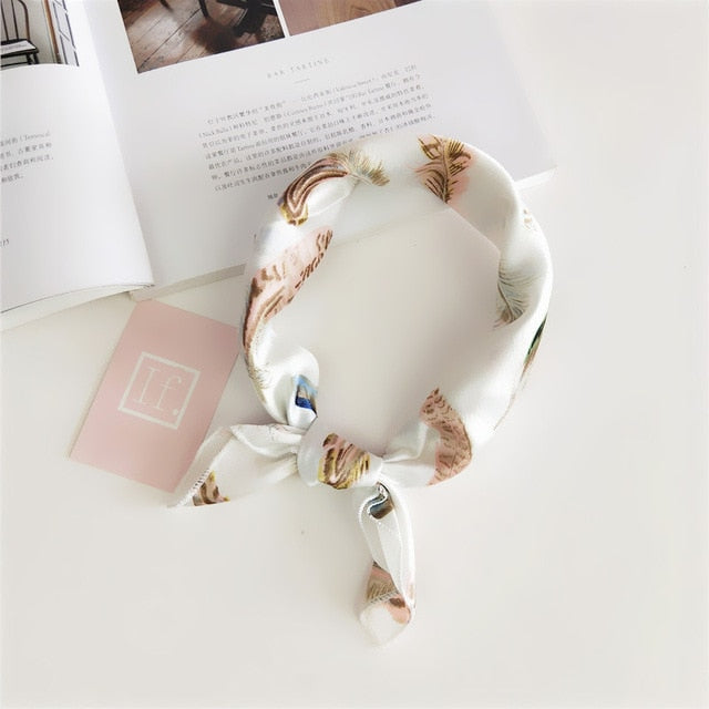 50*50cm Square Silk Feel Satin Scarf Elegant Women Head Skinny Retro Hair Tie Band Small Fashion Square Kerchief Neck Scarf