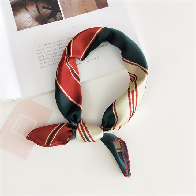 50*50cm Square Silk Feel Satin Scarf Elegant Women Head Skinny Retro Hair Tie Band Small Fashion Square Kerchief Neck Scarf