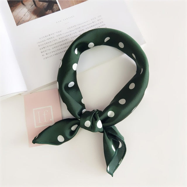 50*50cm Square Silk Feel Satin Scarf Elegant Women Head Skinny Retro Hair Tie Band Small Fashion Square Kerchief Neck Scarf