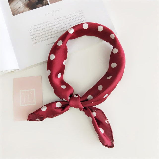 50*50cm Square Silk Feel Satin Scarf Elegant Women Head Skinny Retro Hair Tie Band Small Fashion Square Kerchief Neck Scarf