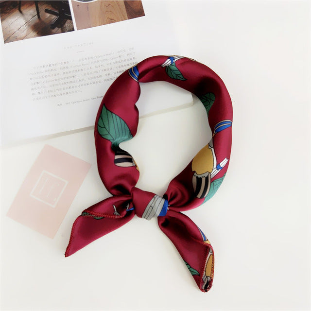 50*50cm Square Silk Feel Satin Scarf Elegant Women Head Skinny Retro Hair Tie Band Small Fashion Square Kerchief Neck Scarf