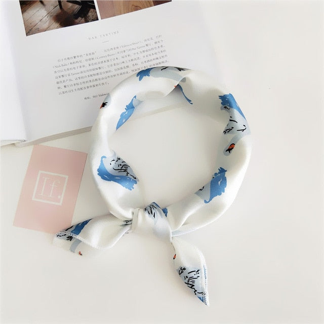 50*50cm Square Silk Feel Satin Scarf Elegant Women Head Skinny Retro Hair Tie Band Small Fashion Square Kerchief Neck Scarf