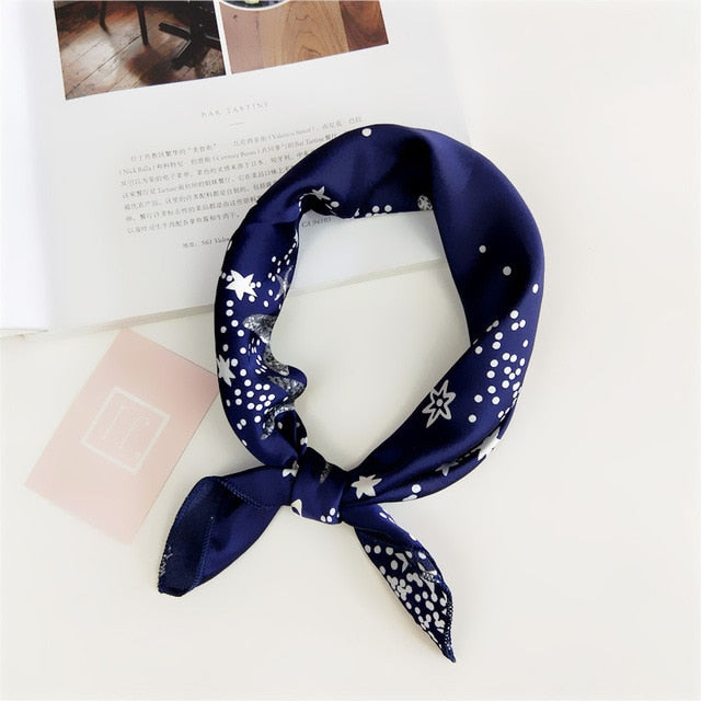 50*50cm Square Silk Feel Satin Scarf Elegant Women Head Skinny Retro Hair Tie Band Small Fashion Square Kerchief Neck Scarf