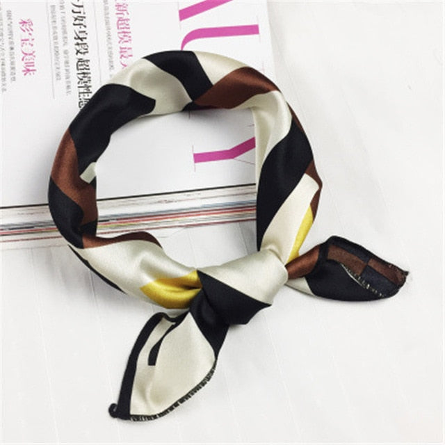 50*50cm Square Silk Feel Satin Scarf Elegant Women Head Skinny Retro Hair Tie Band Small Fashion Square Kerchief Neck Scarf