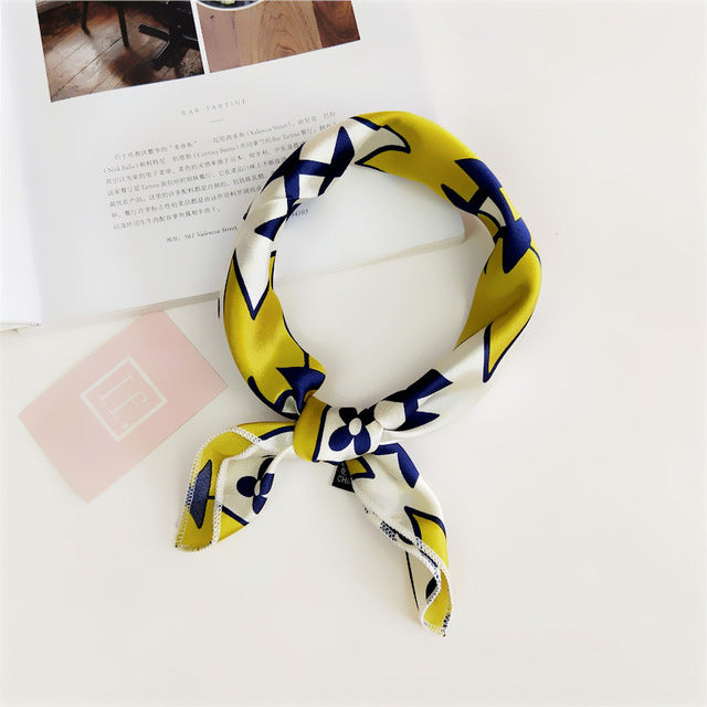 50*50cm Square Silk Feel Satin Scarf Elegant Women Head Skinny Retro Hair Tie Band Small Fashion Square Kerchief Neck Scarf