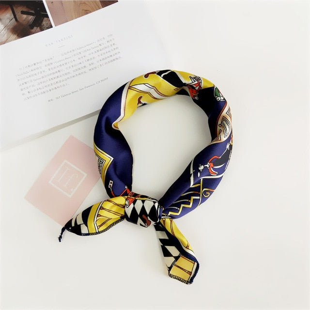 50*50cm Square Silk Feel Satin Scarf Elegant Women Head Skinny Retro Hair Tie Band Small Fashion Square Kerchief Neck Scarf