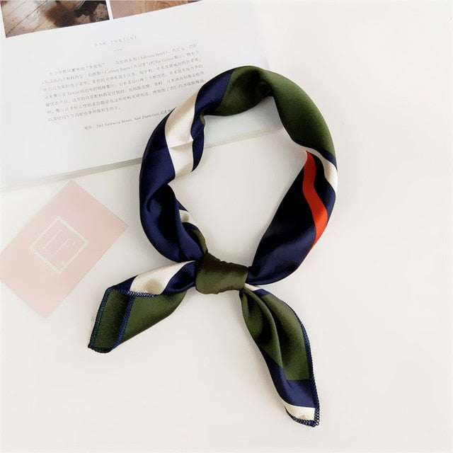 50*50cm Square Silk Feel Satin Scarf Elegant Women Head Skinny Retro Hair Tie Band Small Fashion Square Kerchief Neck Scarf