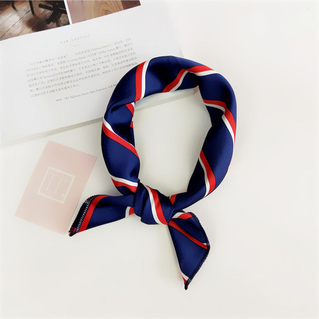 50*50cm Square Silk Feel Satin Scarf Elegant Women Head Skinny Retro Hair Tie Band Small Fashion Square Kerchief Neck Scarf