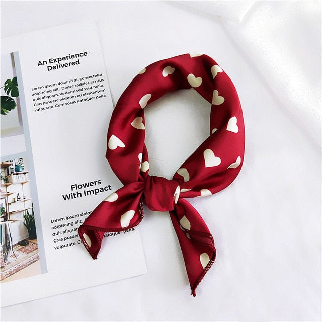 50*50cm Square Silk Feel Satin Scarf Elegant Women Head Skinny Retro Hair Tie Band Small Fashion Square Kerchief Neck Scarf