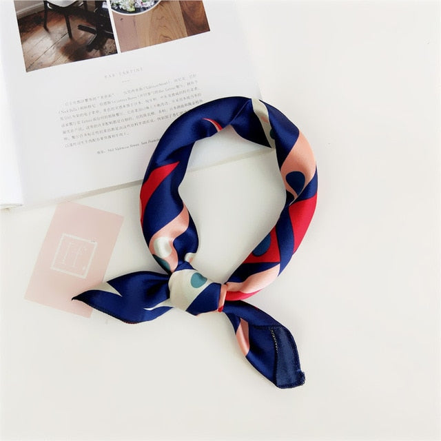 50*50cm Square Silk Feel Satin Scarf Elegant Women Head Skinny Retro Hair Tie Band Small Fashion Square Kerchief Neck Scarf