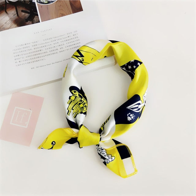 50*50cm Square Silk Feel Satin Scarf Elegant Women Head Skinny Retro Hair Tie Band Small Fashion Square Kerchief Neck Scarf