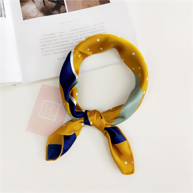 50*50cm Square Silk Feel Satin Scarf Elegant Women Head Skinny Retro Hair Tie Band Small Fashion Square Kerchief Neck Scarf