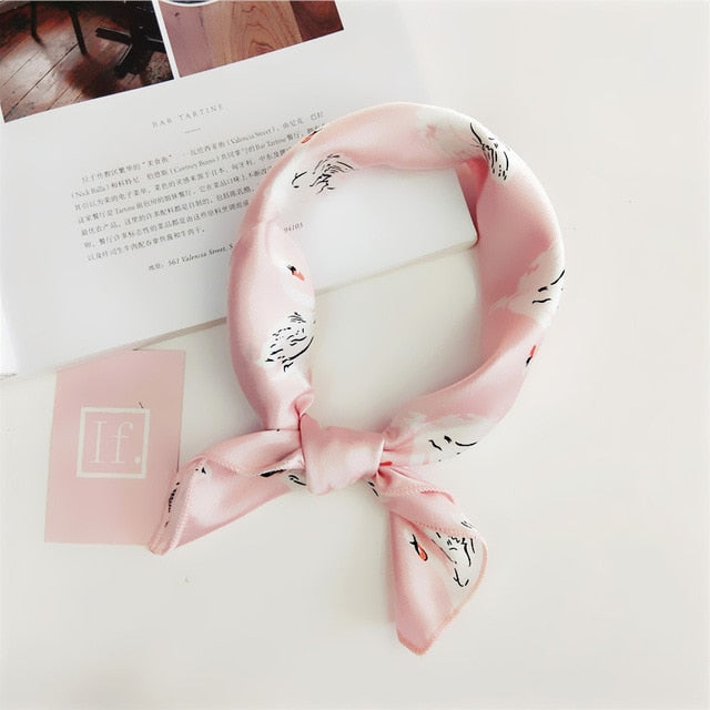 50*50cm Square Silk Feel Satin Scarf Elegant Women Head Skinny Retro Hair Tie Band Small Fashion Square Kerchief Neck Scarf