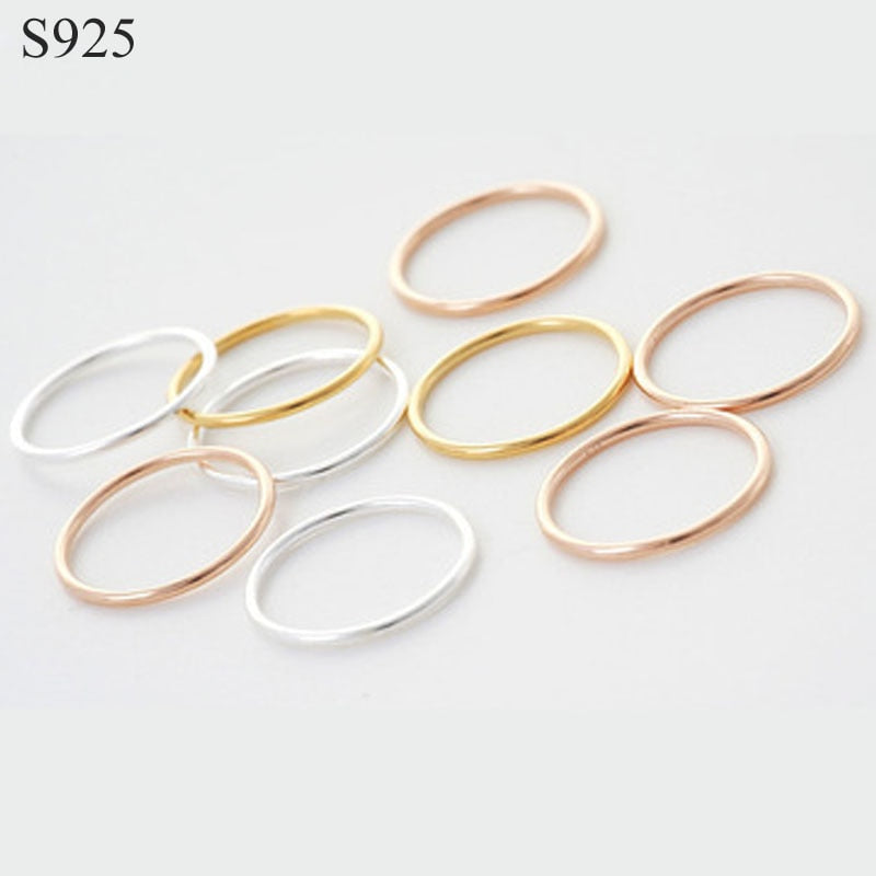 Genuine Real Pure Solid 925 Sterling Silver Rings for Women Jewelry Gold Round Circle Female Finger Ring Party  China Size