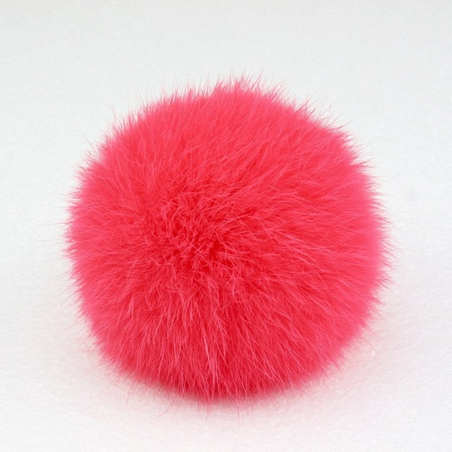 8cm Nature Genuine Rex Rabbit Fur Ball Pom Pom Fluffy DIY Winter Hat Skullies Beanies Knitted Cap Pompoms  TWF001-beige