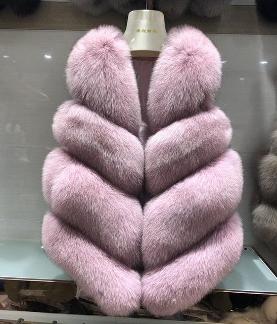 Tatyana Furclub Girl Fur Vest Real Natural Fox Fur Vest Coat Real Women Jacket  Real Fox Fur Jacket Fashion Warm Girl Fur