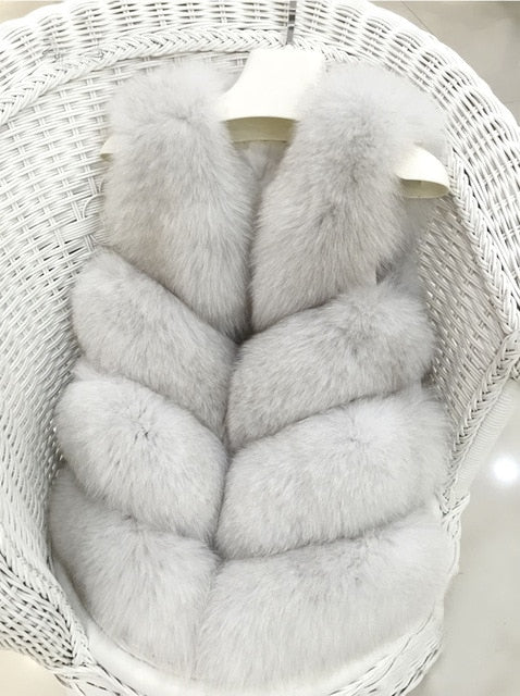 Tatyana Furclub Girl Fur Vest Real Natural Fox Fur Vest Coat Real Women Jacket  Real Fox Fur Jacket Fashion Warm Girl Fur