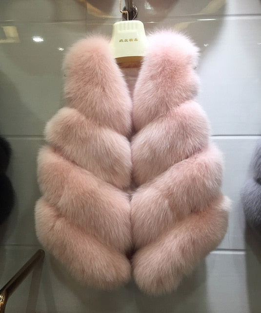 Tatyana Furclub Girl Fur Vest Real Natural Fox Fur Vest Coat Real Women Jacket  Real Fox Fur Jacket Fashion Warm Girl Fur