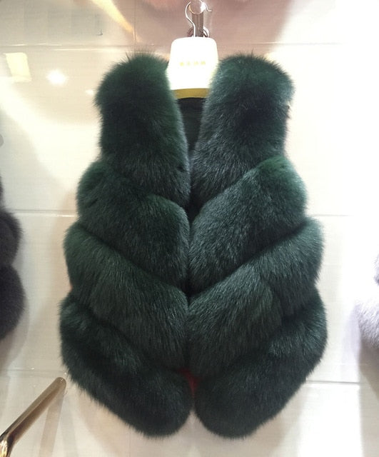 Tatyana Furclub Girl Fur Vest Real Natural Fox Fur Vest Coat Real Women Jacket  Real Fox Fur Jacket Fashion Warm Girl Fur