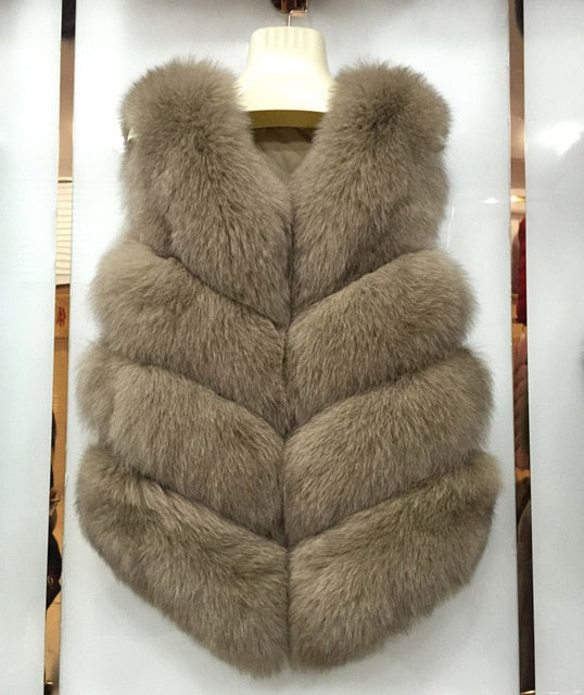 Tatyana Furclub Girl Fur Vest Real Natural Fox Fur Vest Coat Real Women Jacket  Real Fox Fur Jacket Fashion Warm Girl Fur